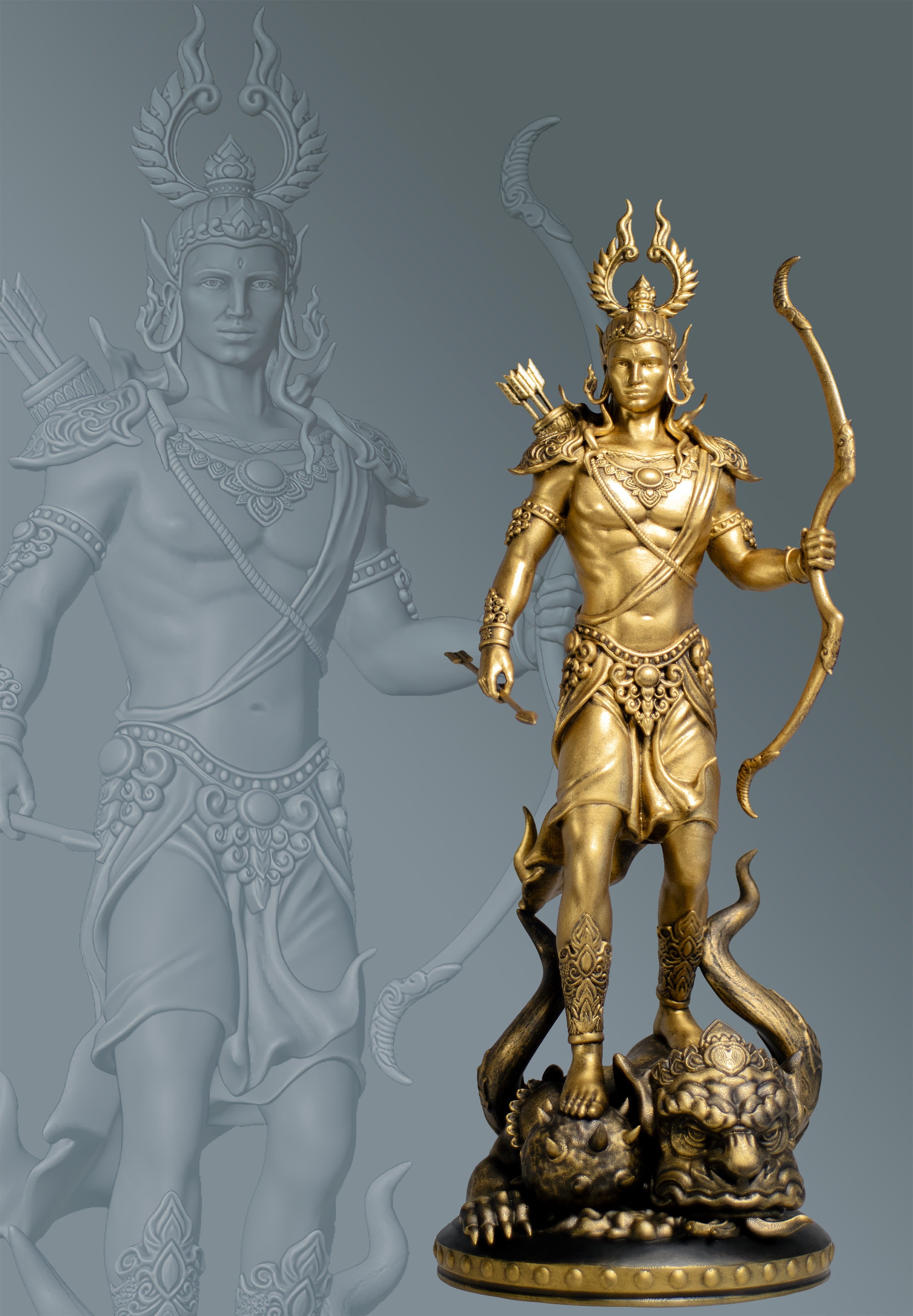 古代インドの叙事詩ラーマーヤナの主人公であり、悪魔を退治するラーマ