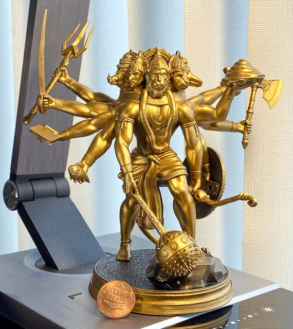 Lord Panchamukhi Hanuman Statue, 5-faced Form of Hanuman (handmade