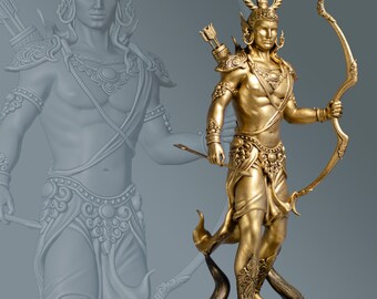 古代インドの叙事詩ラーマーヤナの主人公であり、悪魔を退治するラーマ