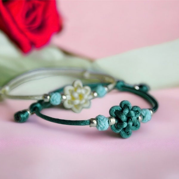 A set of 2, Friendship bracelets made with traditional Korean knotting-beautiful and stunning design.