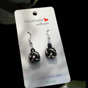 Unique earrings made with traditional Korean knotting