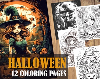 25 Halloween Coloring Page Autumn Coloring Magic Coloring - Etsy