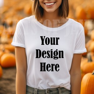 Maqueta de Halloween Maqueta de camiseta Bella Canvas Maqueta de otoño Maqueta de modelo Camisa Maqueta espeluznante