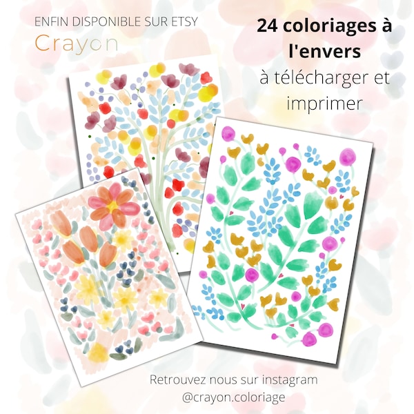 Bouquet Sauvage - Livre de coloriage à l'envers anti-stress à imprimer - Activité de pleine conscience - détente créativité et motricité