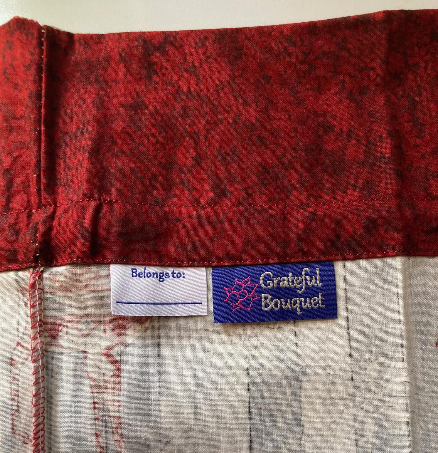 Reusable Cloth Gift Bag; Oh Deer Me! Gray, red deer, snowflakes, Phat-Qtr size - Thumbnail 2