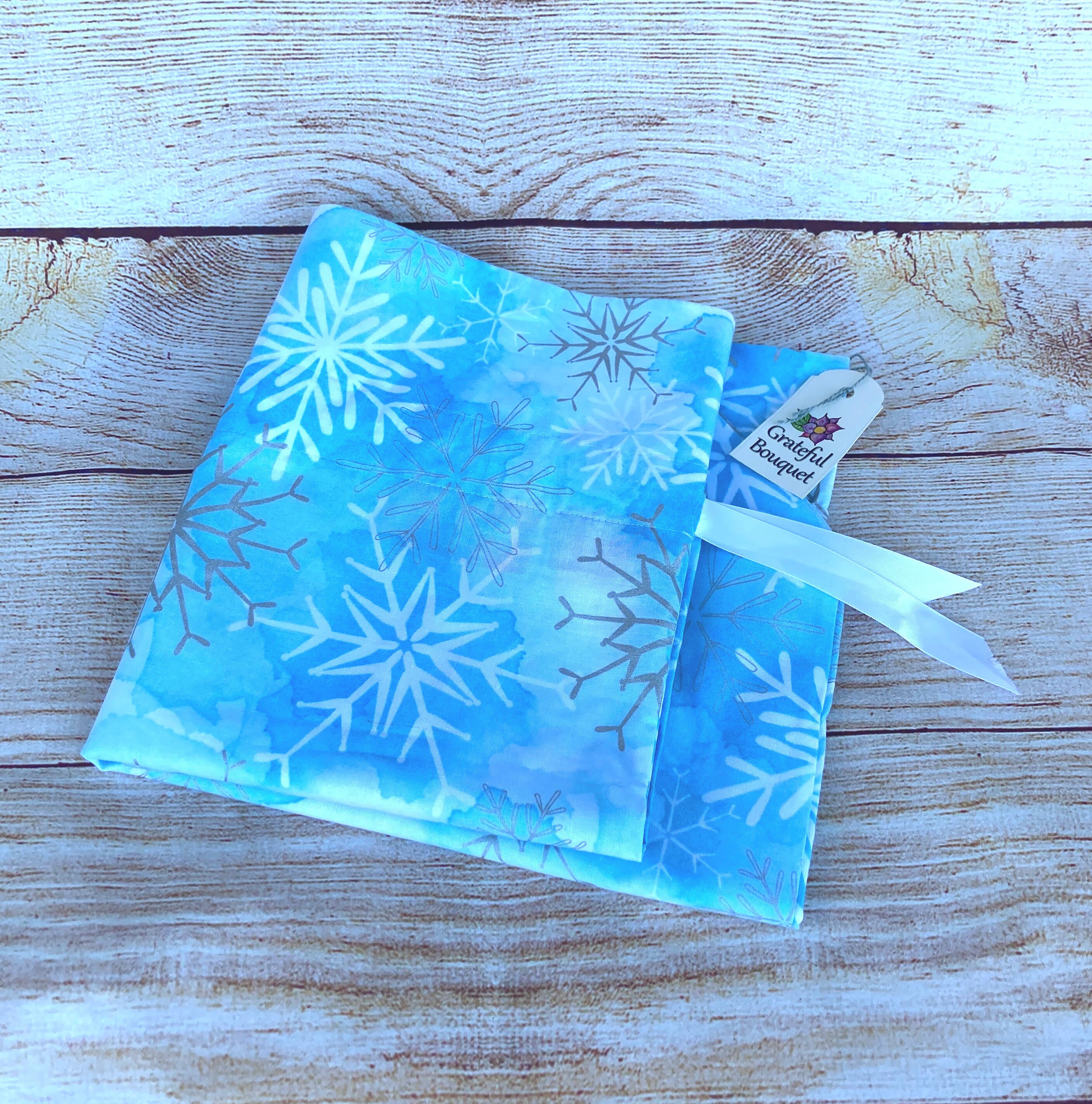 Reusable Cloth Bag; Blue & White Snowflakes - Thumbnail 6