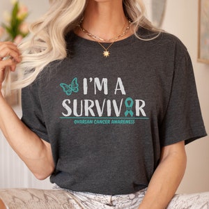 Ovarian Cancer Awareness T-shirt: Teal Ribbon Survivor Tee