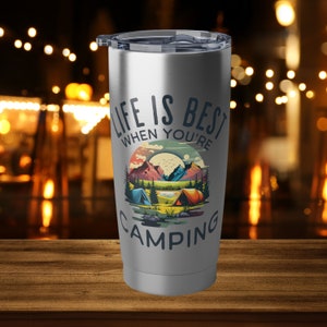 Camping gift Tumbler Nature Lover Mountain Travel Mug Hiker Lover Tumbler Camper Gift Vacation Mug Camper Life gift Camping To Go Cup RV