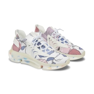 Floral Mesh Sneakers, Athletic Shoes for Women, Yoga Running Trainer, Floral Pattern Tennis Shoes, Workout Footwear