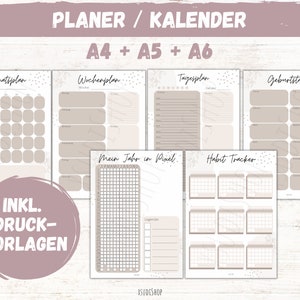 Planner / Calendar undated digital PDF A4 A5 A6 including print templates