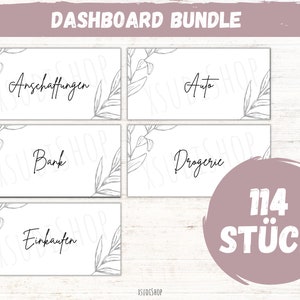 Dashboard bundle for A6 binder including blank template for personalization