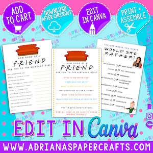 FRIENDS Theme - Editable Game Cards - Canva Files