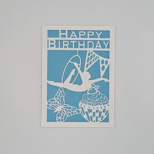 Circus Acrobats birthday cards, Gymnastics birthday card, hoop dancing birthday card for her, handmade card, hoop dancer birthday cards
