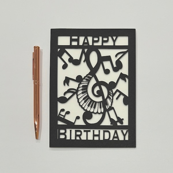 Music Birthday card, musical theme birthday card, music lovers birthday card, musician birthday card for him, music birthday greeting card