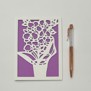 Orchid greeting card, orchid bridal shower card, orchid bouquet card, orchid wedding card, orchid birthday card, orchid baby shower card