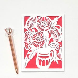Poppy Flowers birthday greeting card, poppy birth month flower, poppy floral card, poppy flowers august birth month card, poppy birthday