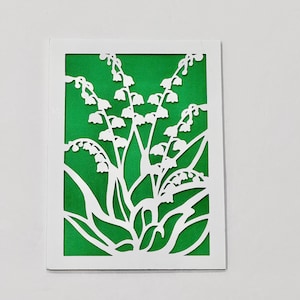 Carte de voeux de muguet, carte florale de muguet, carte d'anniversaire de muguet, carte de fleur de muguet, mariage de muguet
