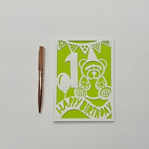 Cartão de 1º aniversário para neto, cartão de 1º aniversário para bisneta, primeiro aniversário para menino, cartão de primeiro aniversário para menina
