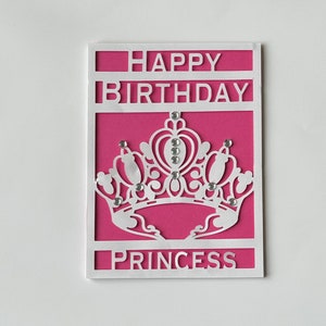 Cartão de aniversário de princesa, cartão de princesa para filha, cartão de aniversário de tiara de princesa, cartão de aniversário de princesa para menina, aniversário de tiara