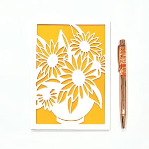 Carte de tournesol en pot, carte de douche nuptiale tournesol, carte florale, carte de fiançailles tournesol, mariage tournesol, carte baby shower tournesol