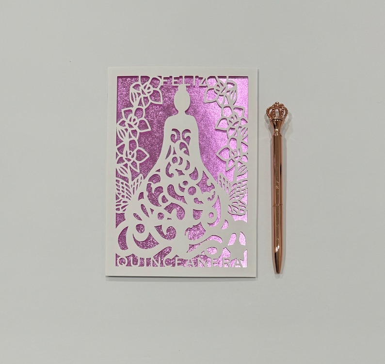 Feliz Quinceañera Greeting Card, Handmade Felix Quincenera Card for