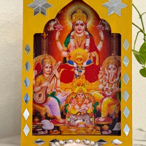 Laxhmi Ganesh Wooden Wall Decor: Diwali Pooja Room Entrance