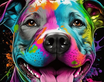 Pitbull - Dog - Canvas, Metal, Acrylic, Framed, or Giclee (Museum Quality Print)  - Mounting Hardware Included!