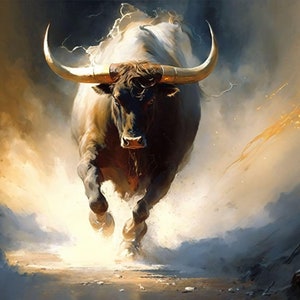 Charging Bull - Canvas, Metal, Acrylic, Framed, or Giclee (Museum Quality Print)  - Mounting Hardware Included!