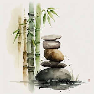 Zen Garden, Stacked Rocks - Canvas, Metal, Acrylic, Framed, or Giclee (Museum Quality Print)  - Mounting Hardware Included!