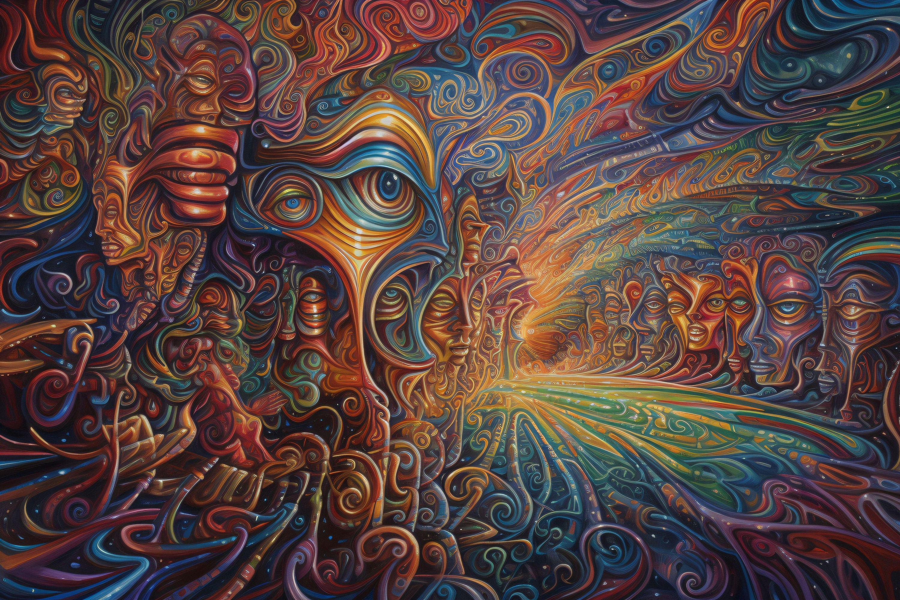 Psychedelic Machine Elves Canvas, Metal, Acrylic, or Giclee Quality