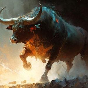 Charging Bull - Canvas, Metal, Acrylic, Framed, or Giclee (Museum Quality Print)  - Mounting Hardware Included!