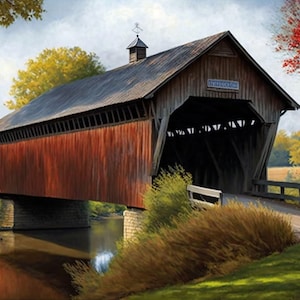 Old Covered Bridge - Canvas, Metal, Acrylic, Framed, or Giclee (Museum Quality Print)  - Mounting Hardware Included!