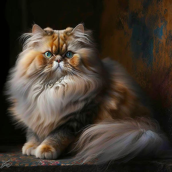 Colorful Persian Cat - Canvas, Metal, Acrylic, or Giclee Quality Prints  - Mounting Hardware Included!