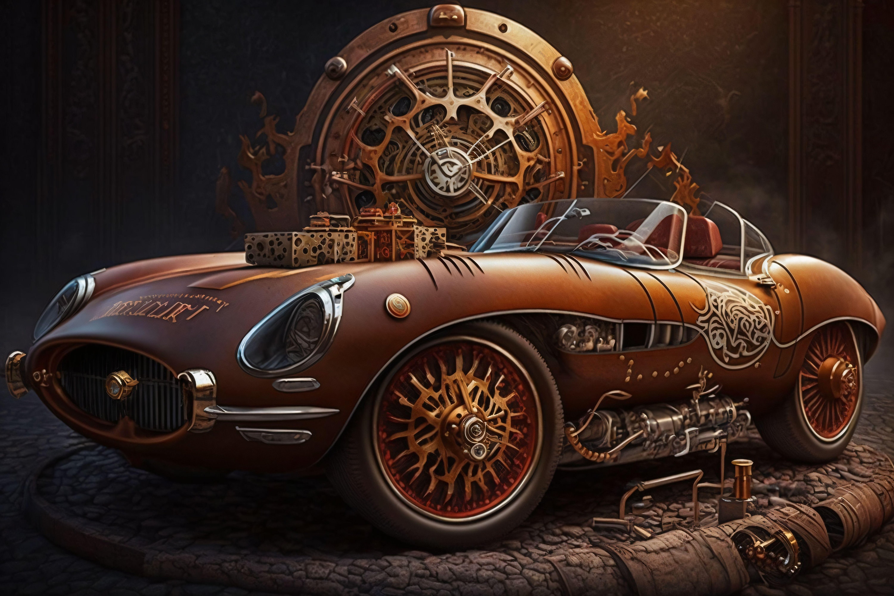 その他 Steampunk  Leopard Steampunk Jaguar E-type 1961 Art Print – Museum Quality Giclee - Etsy