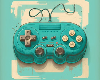 Video Game Controller - Canvas, Metal, Acrylic, or Giclee Quality Prints  - Mounting Hardware Included!