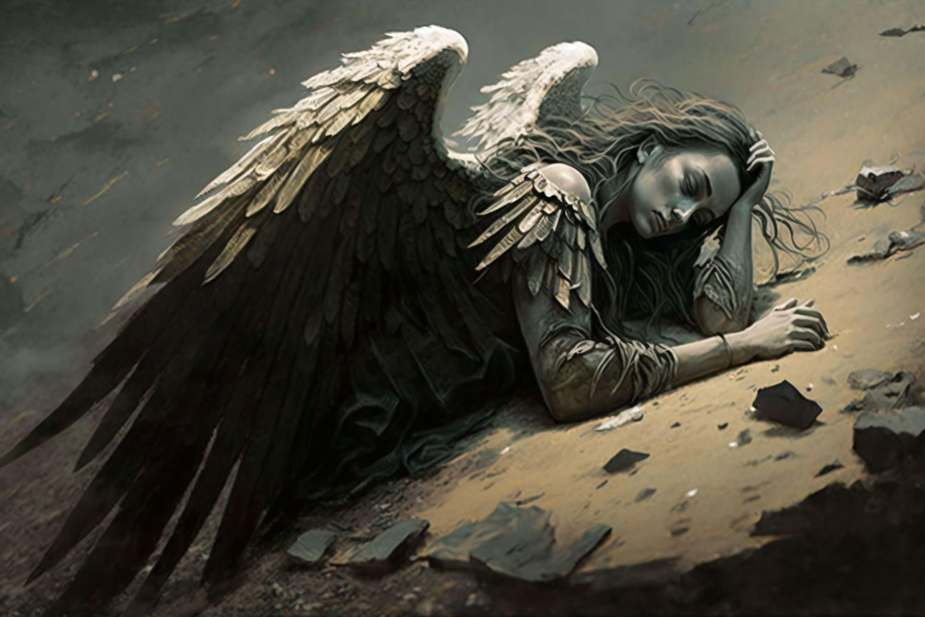 Fallen Angel - Canvas, Metal, Acrylic, or Giclee Quality Prints - Mounting  Hardware Included!