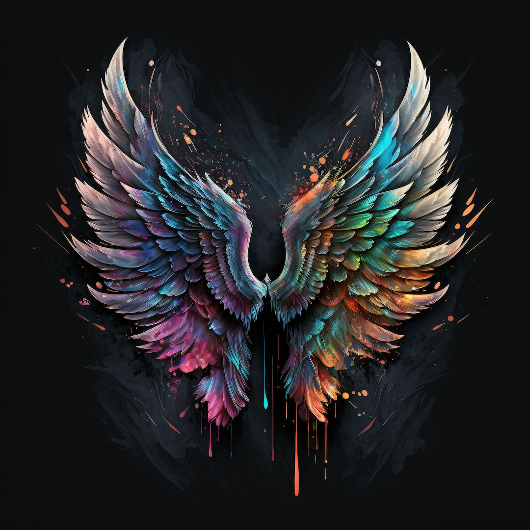 Angel Wings on Black - Graffiti Style - Canvas, Metal, Acrylic, Framed ...