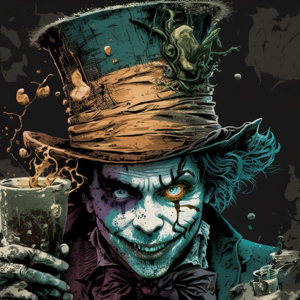 The Mad Hatter - Canvas, Metal, Acrylic, or Giclee Quality Prints  - Mounting Hardware Included!