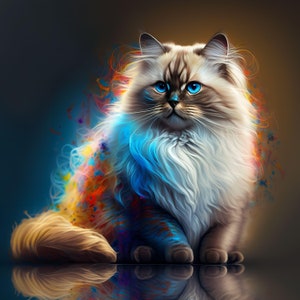 Colorful Ragdoll Cat - Canvas, Metal, Acrylic, Framed, or Giclee (Museum Quality Print)  - Mounting Hardware Included!