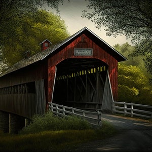 Old Covered Bridge - Canvas, Metal, Acrylic, Framed, or Giclee (Museum Quality Print)  - Mounting Hardware Included!