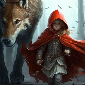 Little Red Riding Hood/Big Bad Wolf - Canvas, Metal, Acrylic, Framed, or Giclee (Museum Quality Print)  - Mounting Hardware Included!