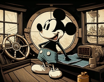 1928 Steamboat Mickey Mouse Art Print - Canvas, Metal, Acrylic, Framed