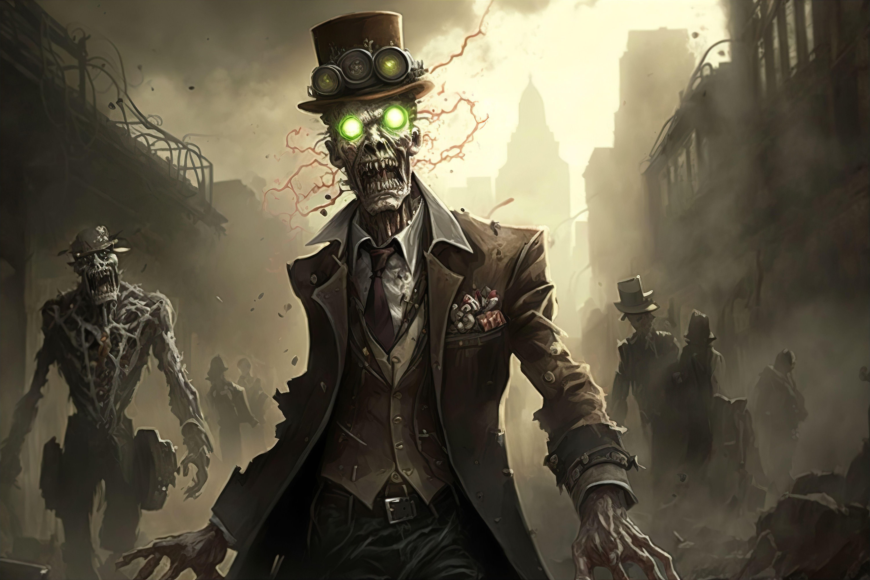 Steampunk Zombie Canvas, Framed, Metal, or Acrylic Free Shipping Free