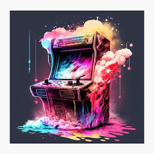 Neon Arcade - Canvas, Metal, Acrylic, Framed, or Giclee (Museum Quality Print)  - Mounting Hardware Included!