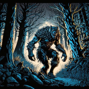 Giant Muscular Werewolf - Canvas, Metal, Acrylic, Framed, or Giclee (Museum Quality Print)  - Mounting Hardware Included!