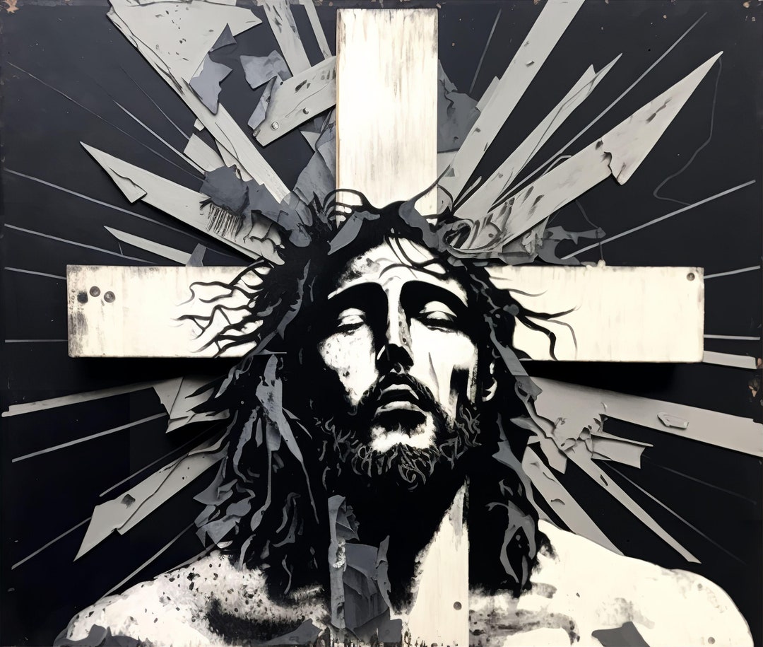 Abstract Jesus Cross Print – Modern Christian Wall Art - Etsy