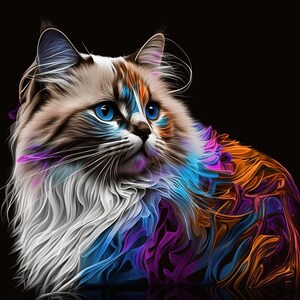 Colorful Ragdoll Cat - Canvas, Metal, Acrylic, Framed, or Giclee (Museum Quality Print)  - Mounting Hardware Included!