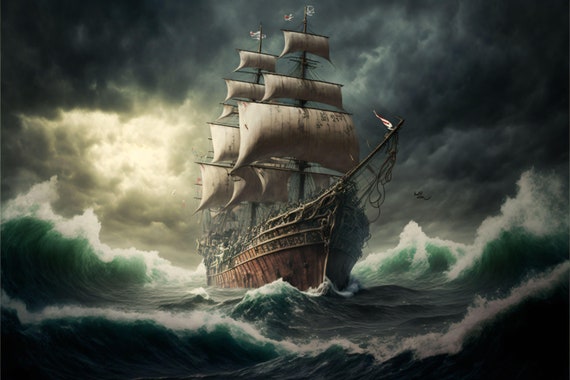 Old Ship in Rough Seas - Canvas, Metal, Acrylic, Framed, or Old Ship in Rough Seas - Canvas, Metal, Acrylic, Framed, or
