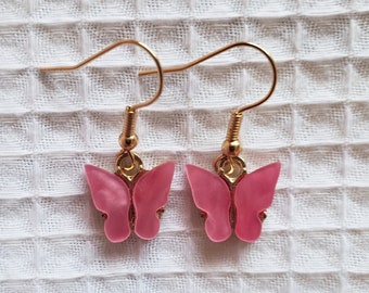 Dark Pink Butterfly Earrings | Cute, Dainty, and Y2K | Dangle Earrings | Gifts for Her