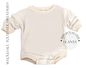 Wholesale Blank Tan Baby Sweatsuit: Soft Polyester Bodysuit (Newborn-3T)